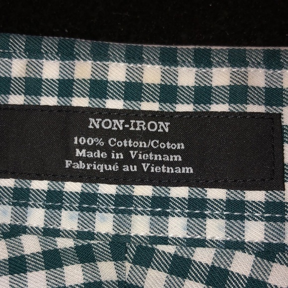 Men’s Non-Iron 100% Cotton Traditional Fit Green and White Gingham Check Shirt - Picture 10 of 12